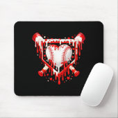 Funny Heart Baseball Drip Ice Cream Valentines Day Muismat (Met muis)