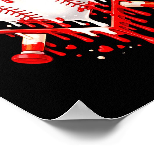 Funny Heart Baseball Drip Ice Cream Valentines Day Poster (Hoek)