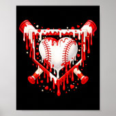 Funny Heart Baseball Drip Ice Cream Valentines Day Poster (Voorkant)