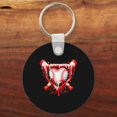 Funny Heart Baseball Drip Ice Cream Valentines Day Sleutelhanger (Voorkant)