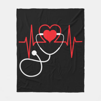 Funny Heart Beats Nurse Nursing Medical Fleece Deken