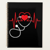 Funny Heart Beats Nurse Nursing Medical Planner (Voorkant)