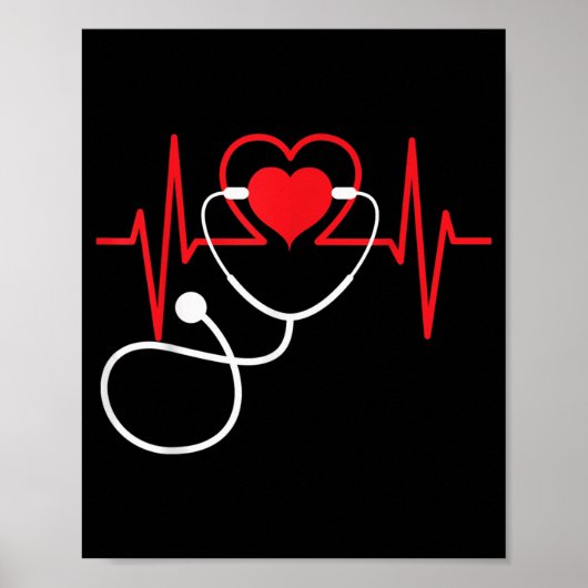 Funny Heart Beats Nurse Nursing Medical Poster (Voorkant)