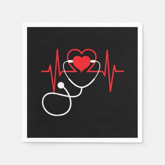 Funny Heart Beats Nurse Nursing Medical Servet (Voorkant)
