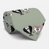 Funny Heart Characters Bride and Groom Wedding Stropdas (Opgerold)