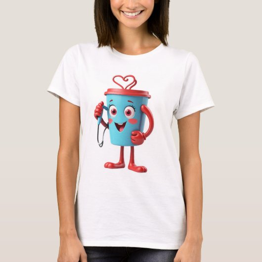 Funny Heart Coffee Tee T-shirt (Voorkant)