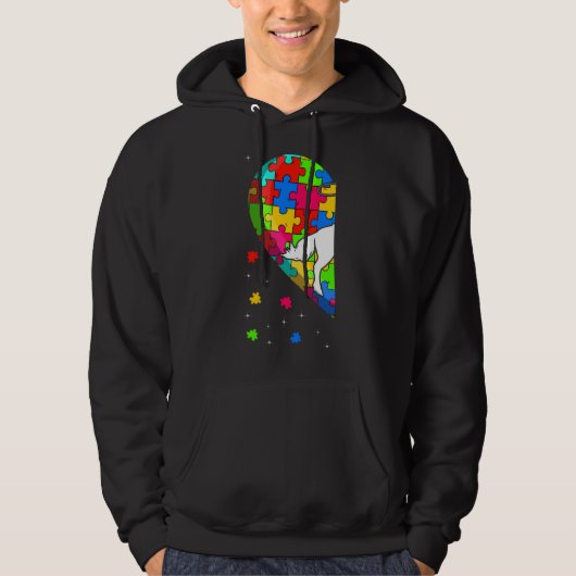 Funny Heart Equestrian Autism Awareness Support Lo Hoodie (Voorkant)