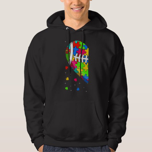 Funny Heart Football Autisme Awareness Support Lov Hoodie (Voorkant)