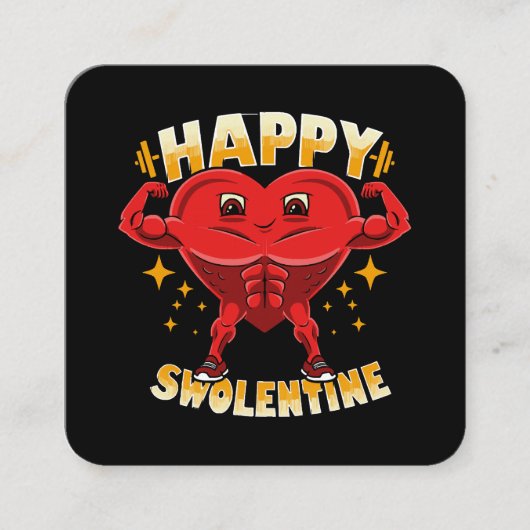 Funny Heart Gym Workout Valentijn Gift Vierkante Visitekaartje (Voorkant)