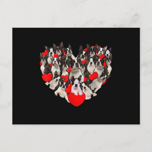 Funny Heart Love Boston Terrier Valentijnsdag Briefkaart (Voorkant)