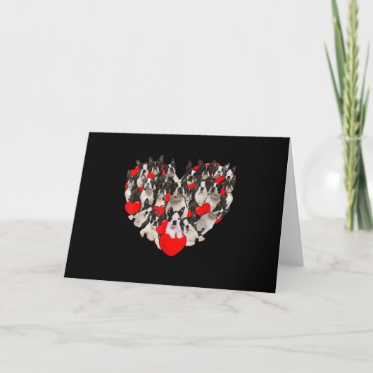 Funny Heart Love Boston Terrier Valentines Day Bedankkaart (Voorkant)