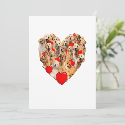 Funny Heart Love Golden Retriever Valentijnsdag Aankondiging (Staand voorkant)