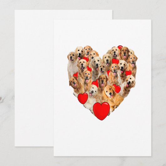 Funny Heart Love Golden Retriever Valentijnsdag Aankondiging (Voorkant / Achterkant)