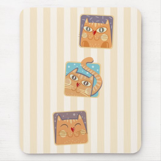 Funny Heart Nose Cats Mousepad Muismat (Voorkant)