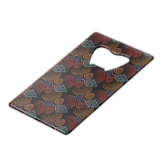 Funny Heart Pattern III - Spirals & Triangles Creditkaart Flessenopener (Voorkant Gekanteld)