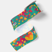 Funny Heart Pattern IX - groen rood geel Satijnen Lint (Achterkant)