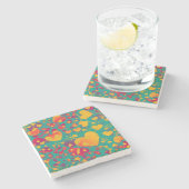 Funny Heart Pattern IX - groen rood geel Stenen Onderzetter (Zijkant)