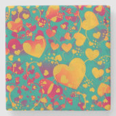 Funny Heart Pattern IX - groen rood geel Stenen Onderzetter (Voorkant)
