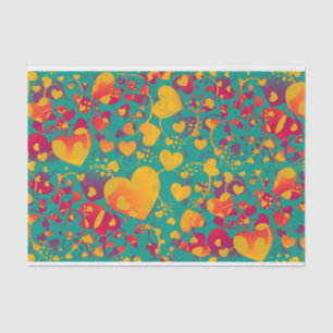Funny Heart Pattern IX - groen rood geel Tissuepapier