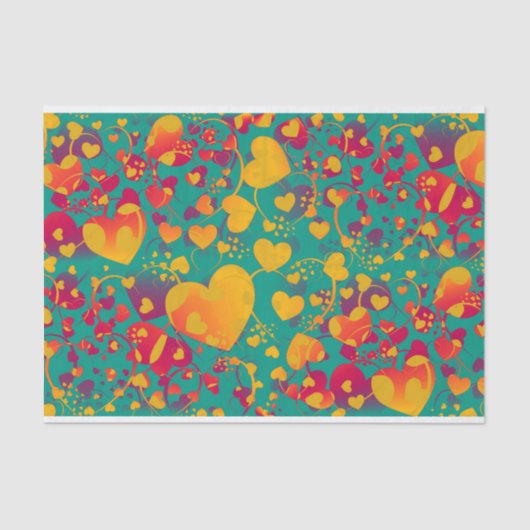 Funny Heart Pattern IX - groen rood geel Tissuepapier (Voorkant)