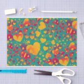 Funny Heart Pattern IX - groen rood geel Tissuepapier (Craft)
