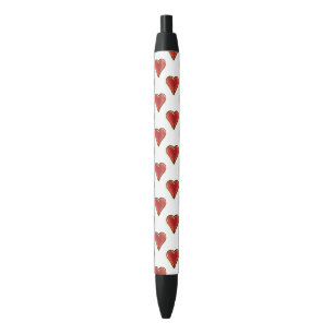 Funny Heart Pattern Red Gold + uw achtergrond Zwarte Inkt Pen