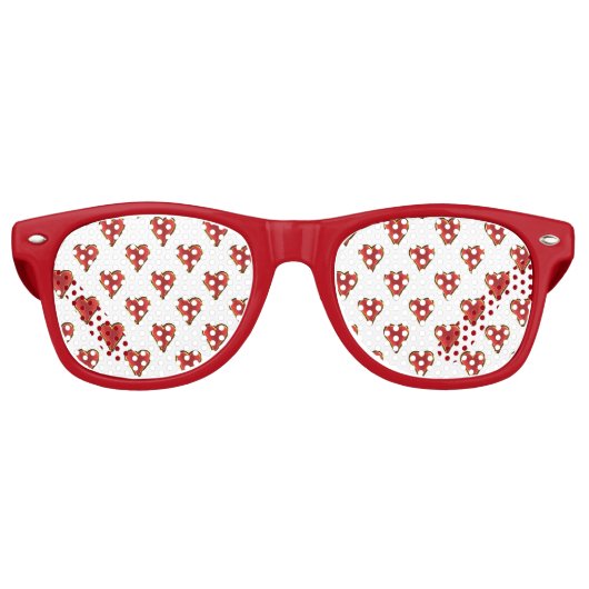 Funny Heart Pattern - rood goud + uw achtergrond Retro Zonnebril (Voorkant)