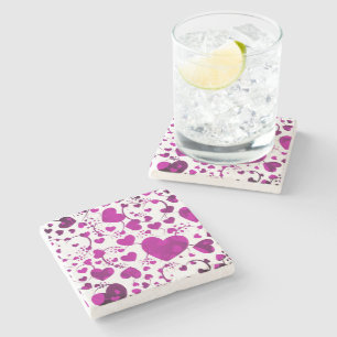 Funny Heart Pattern VI + uw achtergrondkleur Stenen Onderzetter
