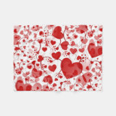 Funny Heart Pattern VII - Red White Fleece Deken (Voorkant (Horizontaal))
