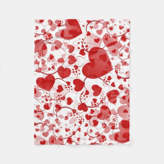 Funny Heart Pattern VII - Red White Fleece Deken (Voorkant)