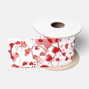 Funny Heart Pattern VII - Red White Satijnen Lint