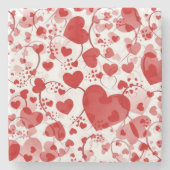 Funny Heart Pattern VII - Red White Stenen Onderzetter (Voorkant)