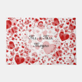 Funny Heart Pattern VII - rood wit + jouw idee Deurmat (Voorkant)
