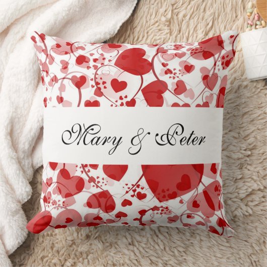 Funny Heart Pattern VII + uw namen en ideeën Kussen (Deken)