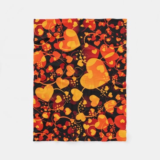 Funny Heart Pattern VIII - zwart rood geel Fleece Deken (Voorkant)