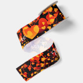 Funny Heart Pattern VIII - zwart rood geel Satijnen Lint (Achterkant)