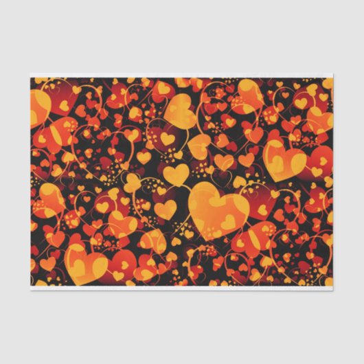 Funny Heart Pattern VIII - zwart rood geel Tissuepapier (Voorkant)