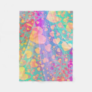 Funny Heart Pattern XI - pastelkleurig Fleece Deken