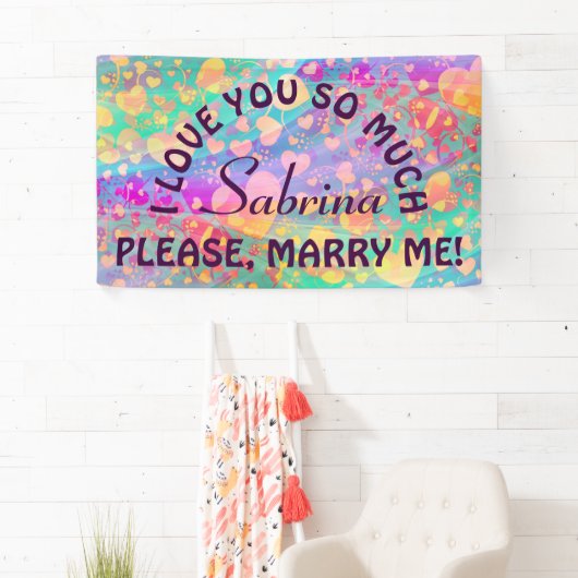 Funny Heart Pattern XI - pastelkleurig + ideeën Spandoek (Insitu)