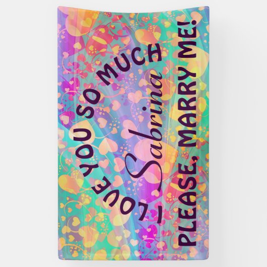 Funny Heart Pattern XI - pastelkleurig + ideeën Spandoek (Verticaal)