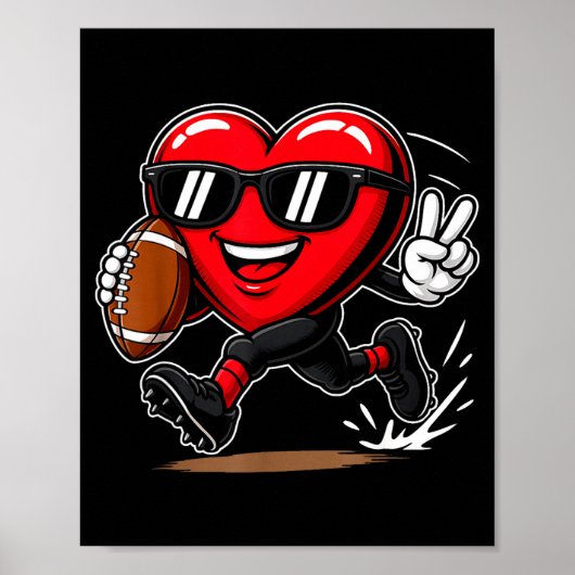 Funny Heart Playing Football Srts Lover Valentine  Poster (Voorkant)