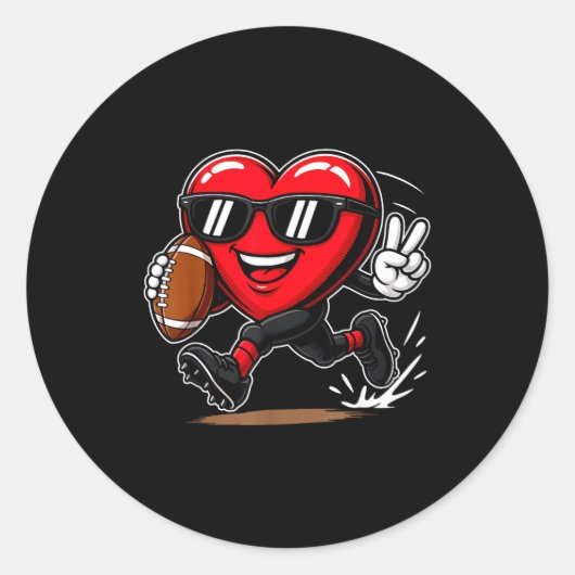 Funny Heart Playing Football Srts Lover Valentine  Ronde Sticker (Voorkant)