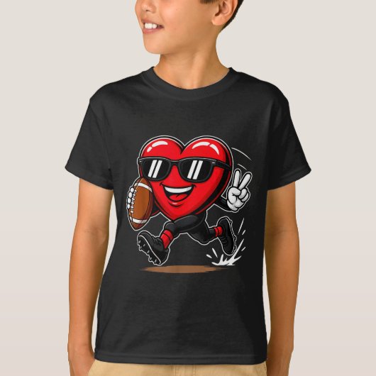 Funny Heart Playing Football Srts Lover Valentine  T-shirt (Voorkant)