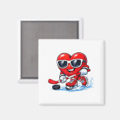 Funny Heart Playing Hockey Apparel  Magneet (Voorkant / Achterkant)