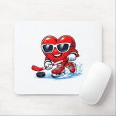 Funny Heart Playing Hockey Apparel Muismat (Met muis)