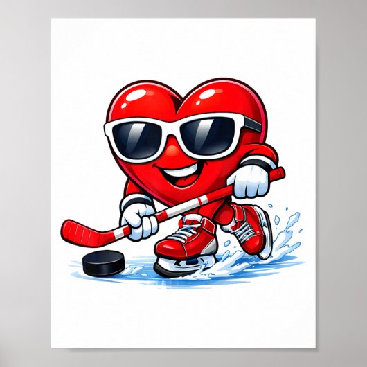 Funny Heart Playing Hockey Apparel  Poster (Voorkant)
