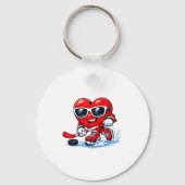 Funny Heart Playing Hockey Apparel  Sleutelhanger (Voorkant)