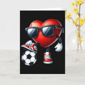 Funny Heart Playing Soccer Valentines Day Mens Boy Kaart (Gele Bloem)
