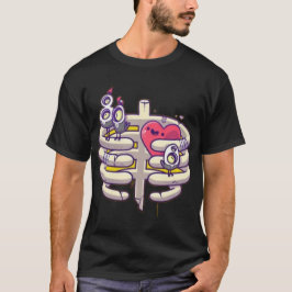 Funny Heart & Ribcage Cartoon – Eigenzinnige T-Shi T-shirt