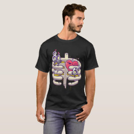 Funny Heart & Ribcage Cartoon – Eigenzinnige T-Shi T-shirt